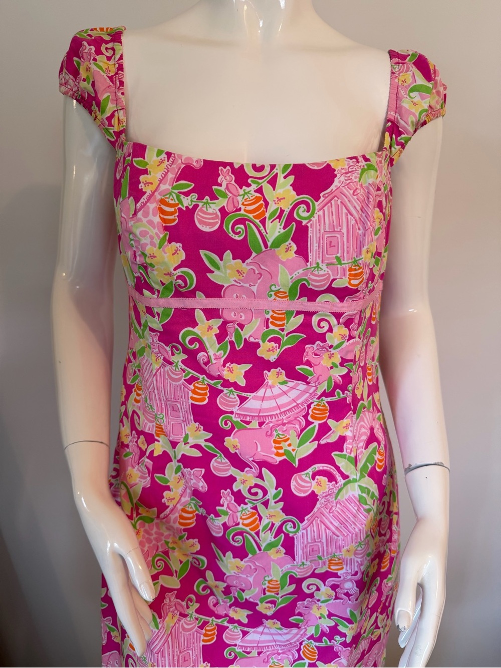Vintage Lilly Pulitzer white label Umbrella Jungle print dress Size 10 - Picture 2 of 7